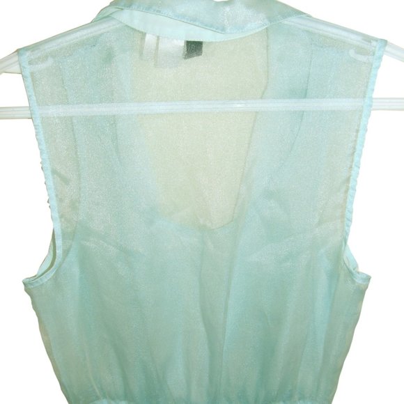 NEW Mint Green Shimmering Chiffon Sleeveless Dress - Picture 3 of 4